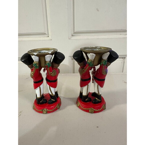Partylite Set Christmas Nutcracker Toy Soldier Taper Candle Holders Retired - Picture 2 of 5